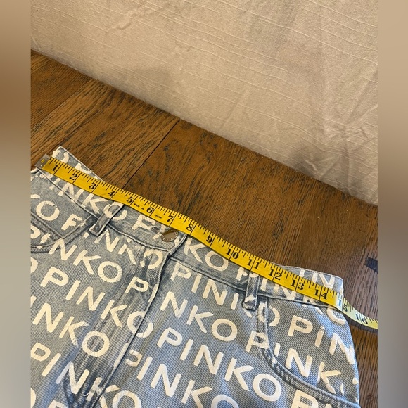 PINKO  All-Over Logo Denim Mini Skirt – size US 6 - Picture 5 of 9